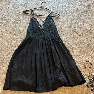Three Bird Nest Black Lace Mini Dress